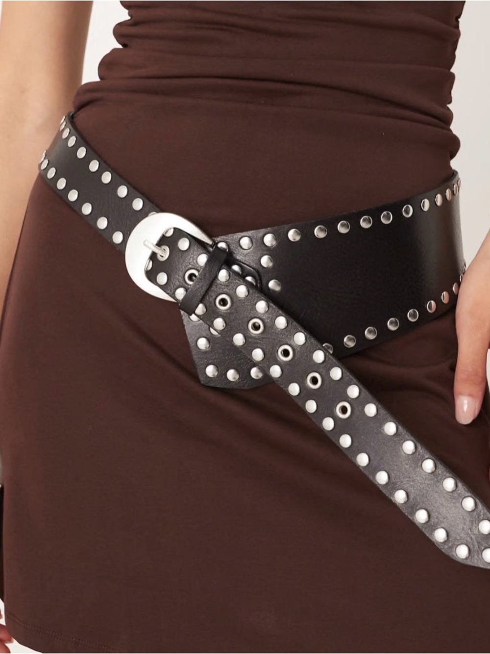 Free People Jagger Studded Hip Belt | Black - Picture 4 of 12